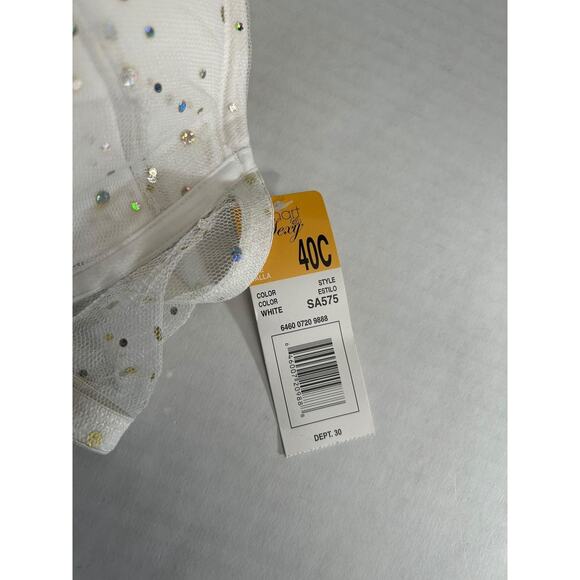 Smart and Sexy Bra SA575 Size 40C White Sequin Underwire Full Coverage - Picture 8 of 9